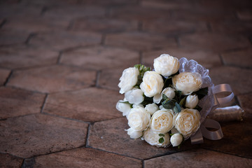 Wedding bouquet of white roses
