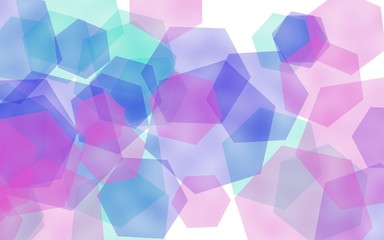 Multicolored translucent hexagons on white background. 3D illustration