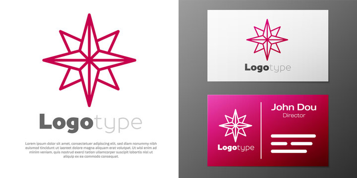 Logotype line Wind rose icon isolated on white background. Compass icon for travel. Navigation design. Logo design template element. Vector