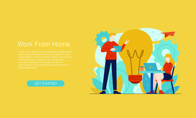 work from home vector illustration concept template background can be use for presentation web banner UI UX landing page