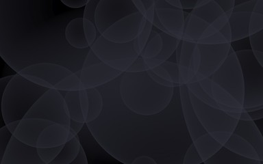 Abstract black background. Backdrop with dark transparent bubbles. 3D illustration