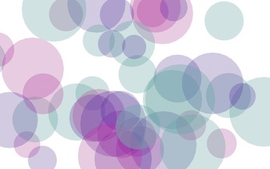 Multicolored translucent circles on a white background. Pink tones. 3D illustration