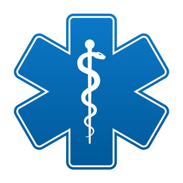 Medical symbol of the Emergency - Star of Life with rounded corner isolated on white background. 