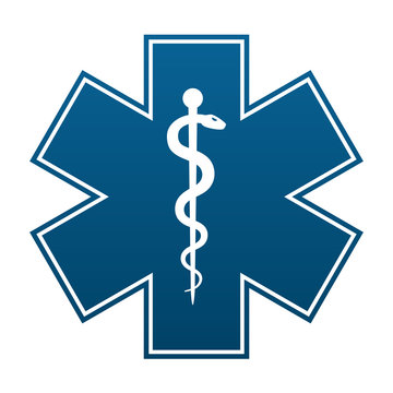 Medical symbol of the Emergency - Star of Life isolated on white background.