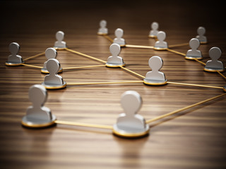 Obraz premium Lines connecting white 3D head symbols. Connectivity and network concept. 3D illustration