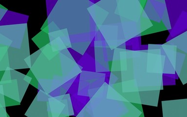 Fototapeta premium Multicolored translucent squares on dark background. 3D illustration