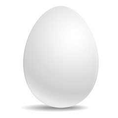 Egg Realistic white icon isolated on white background. Template for Easter patterns and images.