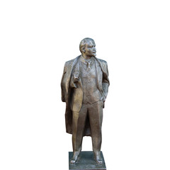Fototapeta na wymiar Metal figure Lenin, USSR 1950s. Isolated on a white background.