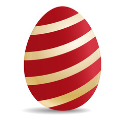 Easter Egg realistic gold with red strips icon isolated on white background. Vector illustration