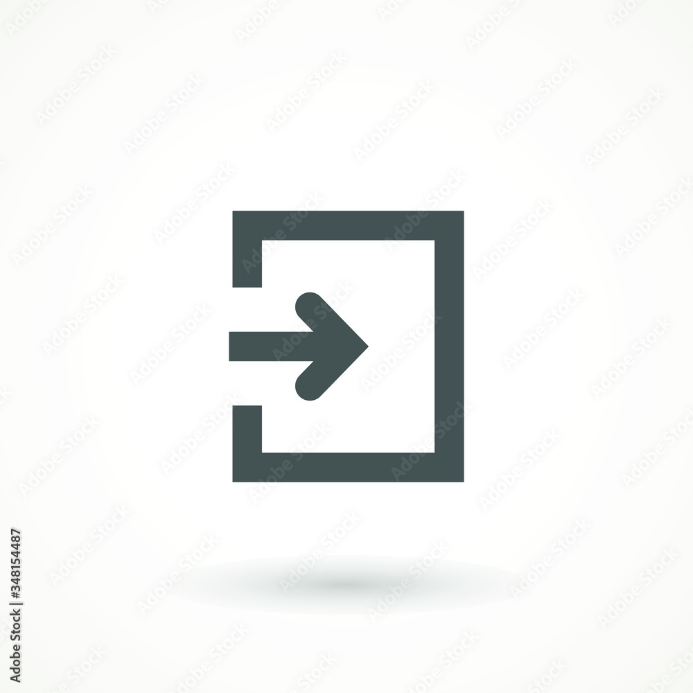 Poster emergency exit icon vector logout and output, outlet, out symbol. isolated of flat style safe condit