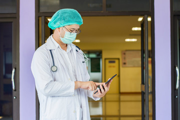 Doctors work on digital tablets, medical tablets, health care technology.social network.