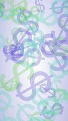 Multicolored translucent dollar signs on white background. 3D illustration