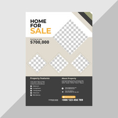 Real Estate Business Flyer Simple Layout with Yellow and Blue Accent