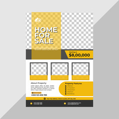 Real Estate Business Flyer Simple Layout with Yellow and Blue Accent