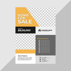 Real Estate Business Flyer Simple Layout with Yellow and Blue Accent