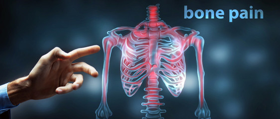 3d illustration of bone pain, examining - obrazy, fototapety, plakaty