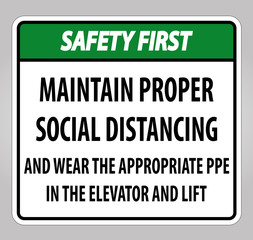 Safety First Maintain Proper Social Distancing Sign Isolate On White Background,Vector Illustration EPS.10