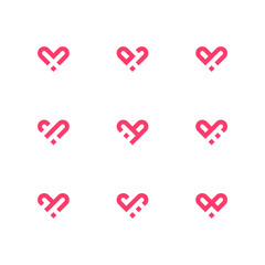 Love icons variation set - Isolated On White Background - Vector Illustration, Graphic Design Editable For Your Design. Modern Flat Icons. monogram logo