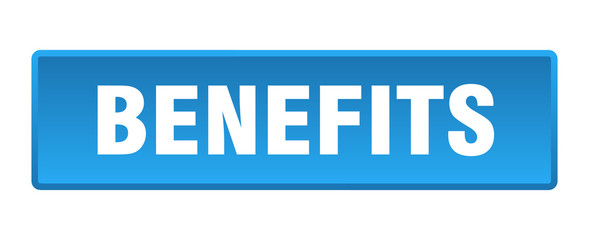 benefits button. benefits square blue push button