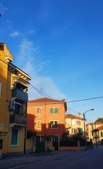 Colorful houses in the suburbs of Venice in the spring sunshine