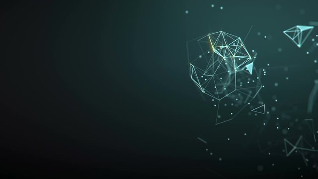 Abstract background. Molecules technology with polygonal shapes, connecting dots and lines. Connection structure. Big data visualization. 

