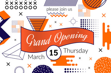 Grand opening label typography graphic design. Grand opening invitation