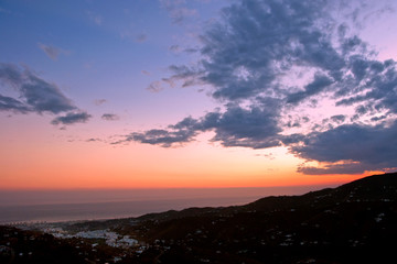 Sun Setting over Torrox Costa, Costa Tropical, The Axarquia, Malaga Province, Andalucia, Spain, Western Europe.