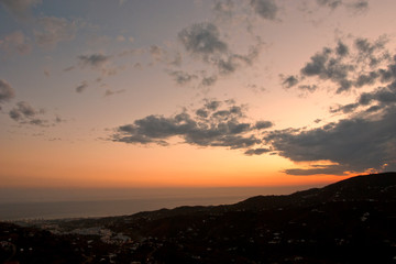 Sun Setting over Torrox Costa, Costa Tropical, The Axarquia, Malaga Province, Andalucia, Spain, Western Europe.