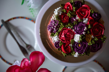 Birthday cake with one candle