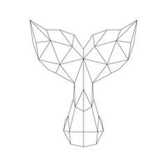 Vector image - origami. Tail of whale from colored paper. Abstract image consisting of geometric shapes.