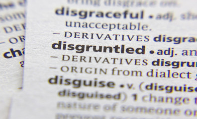 Disgruntled word or phrase in a dictionary.