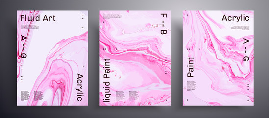 Abstract vector poster, texture collection of fluid art covers. Trendy background that applicable for design cover, invitation, presentation and etc. Pink and white universal trendy painting backdrop