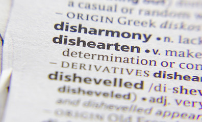 Dishearten word or phrase in a dictionary.