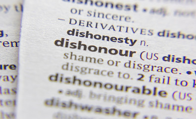 Dishonour word or phrase in a dictionary.