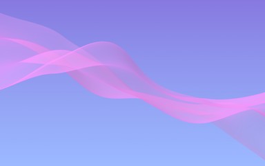 Pink wave on blue sky abstract background. Fluttering pink scarf. Waving on wind pink fabric. 3D illustration