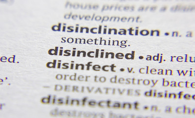 Disinclined word or phrase in a dictionary.