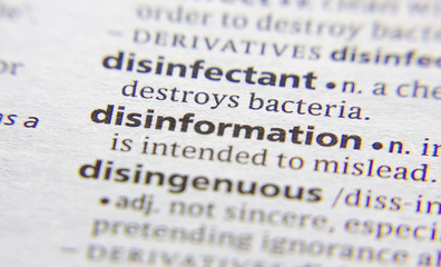 Disinformation word or phrase in a dictionary.