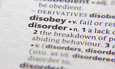 Disorder word or phrase in a dictionary.