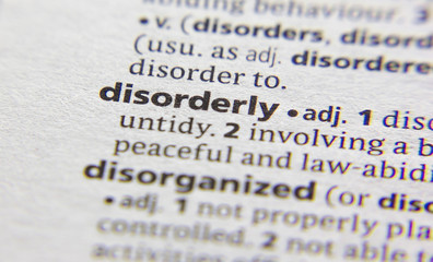 Disorderly word or phrase in a dictionary.