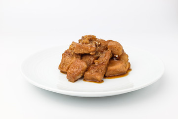 Soy sauce bulgogi on white background