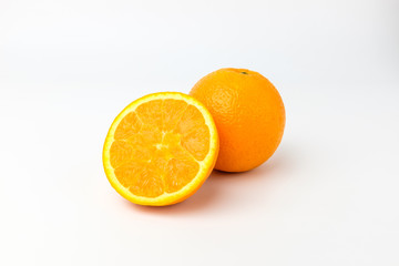 Fresh oranges on white background