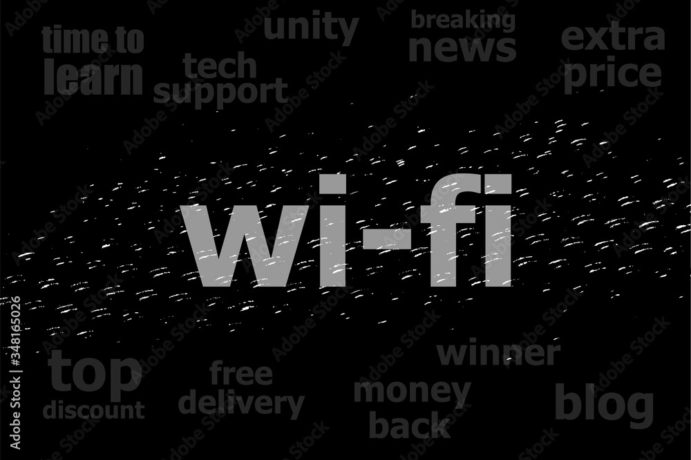 Poster text wi fi. web design concept . black and white abstract background