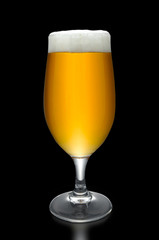 cerveza, copa sobre fondo negro. beer, glass on black background.