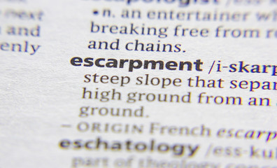 Escarpment word or phrase in a dictionary.