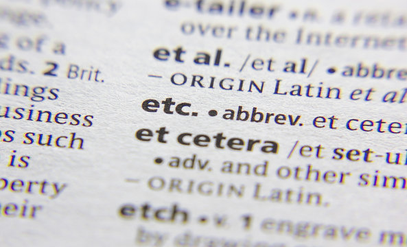 Etc word or phrase in a dictionary.