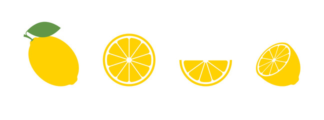 Lemon set flat icon on white background. Isolated vector