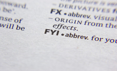 FYI word or phrase in a dictionary.