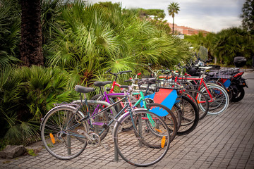 Fototapeta na wymiar bicycles in the city