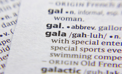 Gala word or phrase in a dictionary.