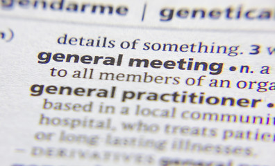 General meeting word or phrase in a dictionary.
